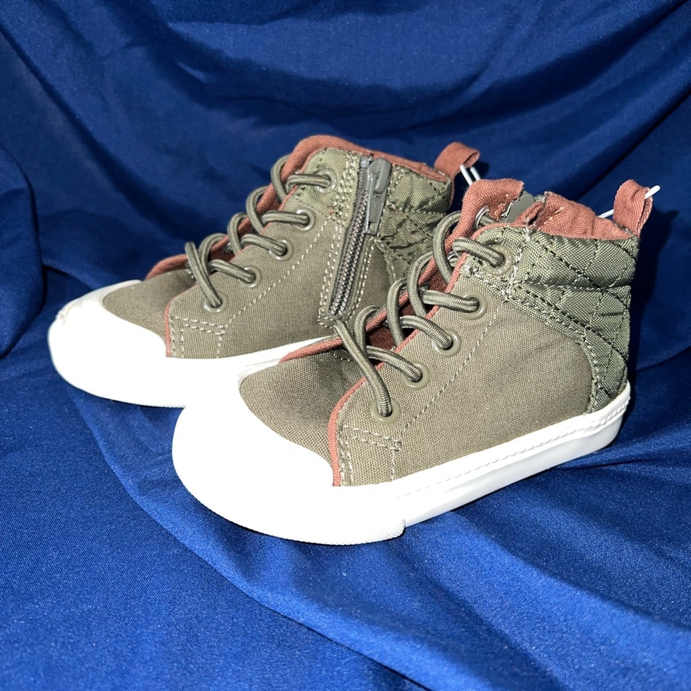 Old Navy Green and White High-Top Sneakers with Rubber Toe Caps